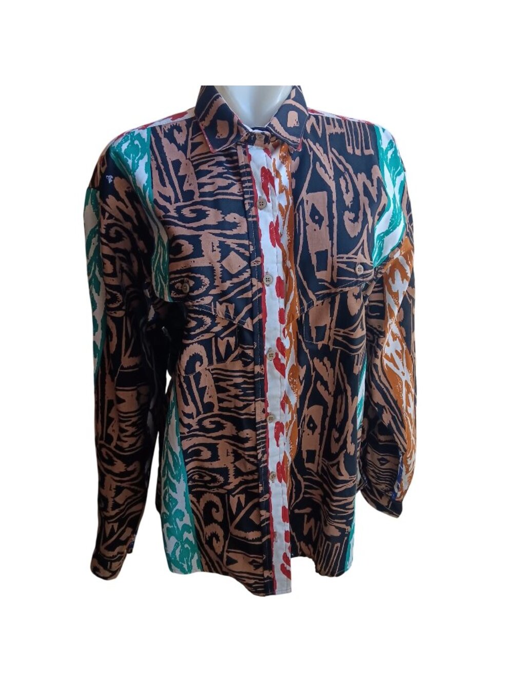 Ranch Wife Vintage 90s Cowgirl Top Large Frontier Series Southwestern Print
